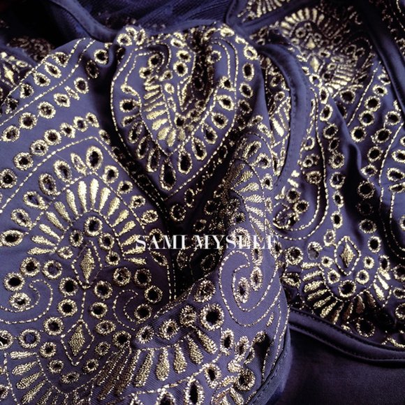 Gold Embroidered Tulle One-piece Swimsuit - Picture 3 of 15